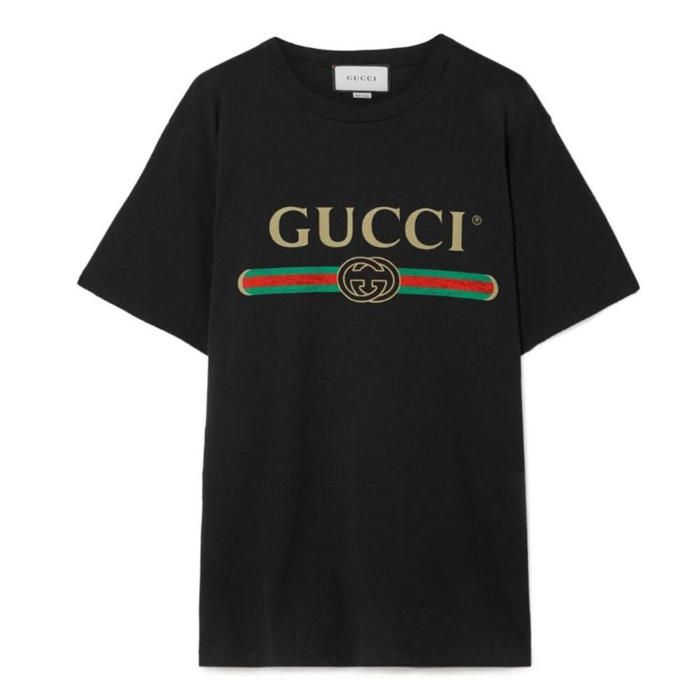 GUCCI logo printed distressed tee shirt top